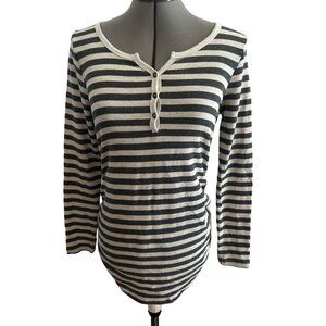 Belly By Design Gray Striped Long Sleeve Maternity Sweater Top, Medium